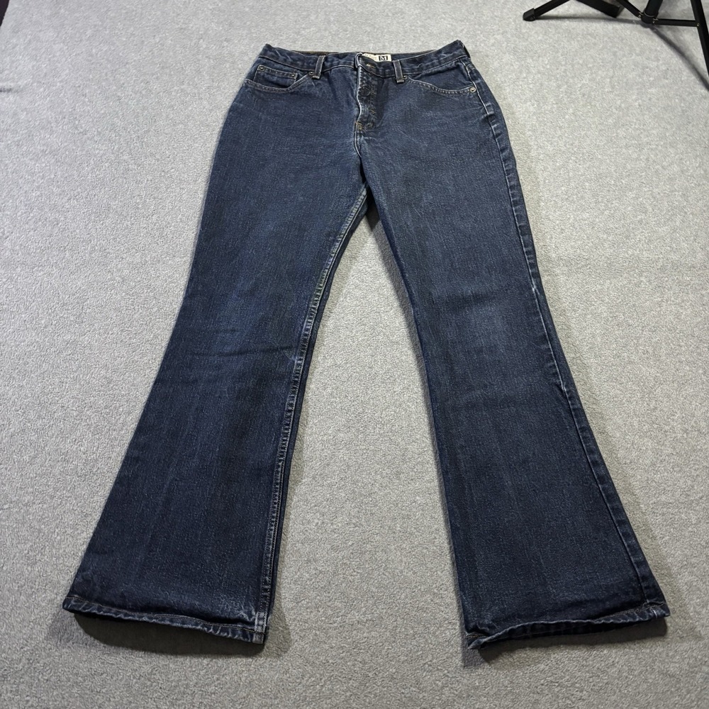 Vintage 90s High Rise Wide Flare Jeans 100% Cotton Dark Wash Denim 29x30.5